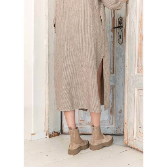 SAUTHS linen maxi dress in almond stripes large - Picture 6 of 15